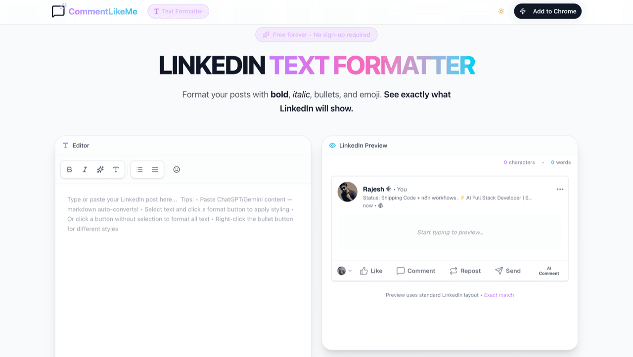 How to use LinkedIn Text Formatter
